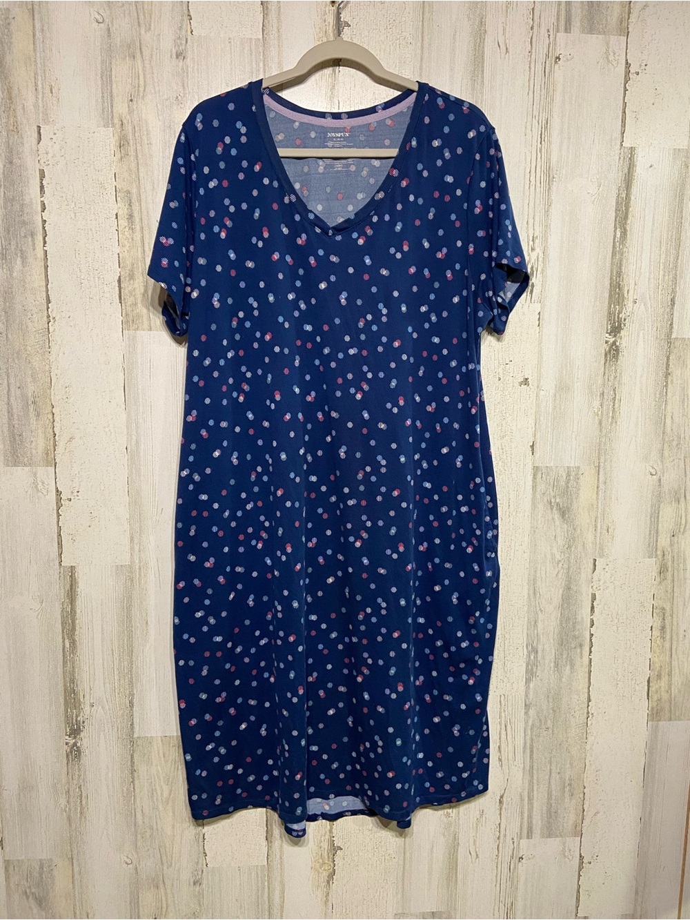 Joyspun Blue Pink Polka Dot Nightgown XL